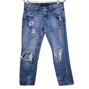 Zara Distressed Straight Leg Jeans Women's Size 4 Heritage Denim Casual Everyday